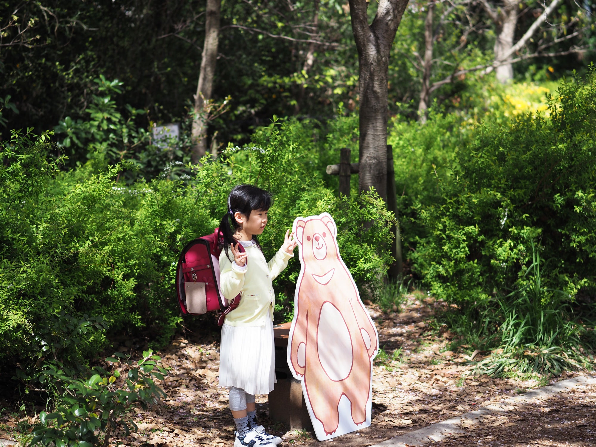 くまのパネルと記念撮影