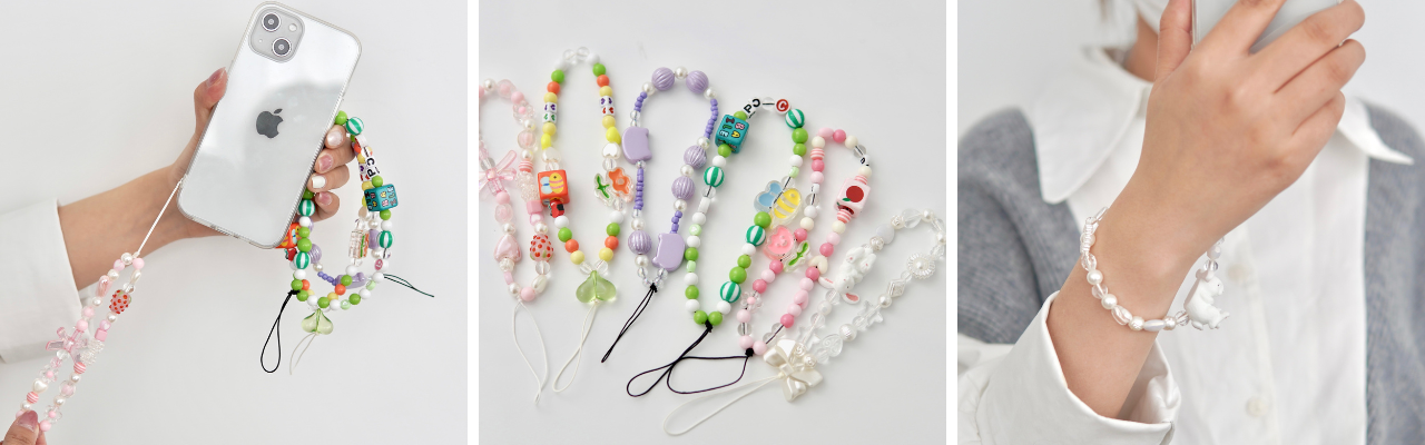 平成レトロを感じる！令和のスマホアクセサリーハンドメイド風「ビース