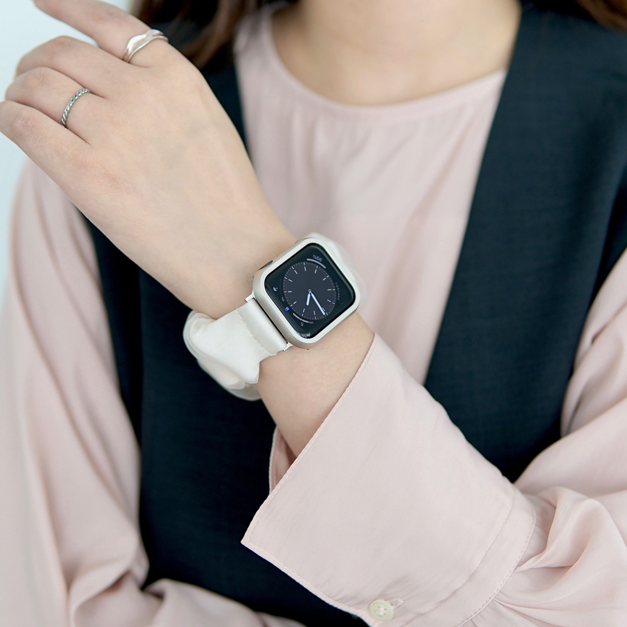 【Anne 】シュシュ風 デニム Apple Watchバンド 送料込★ アップルウォッチ バンド 2種類 デニム風 apple watch シュシュ