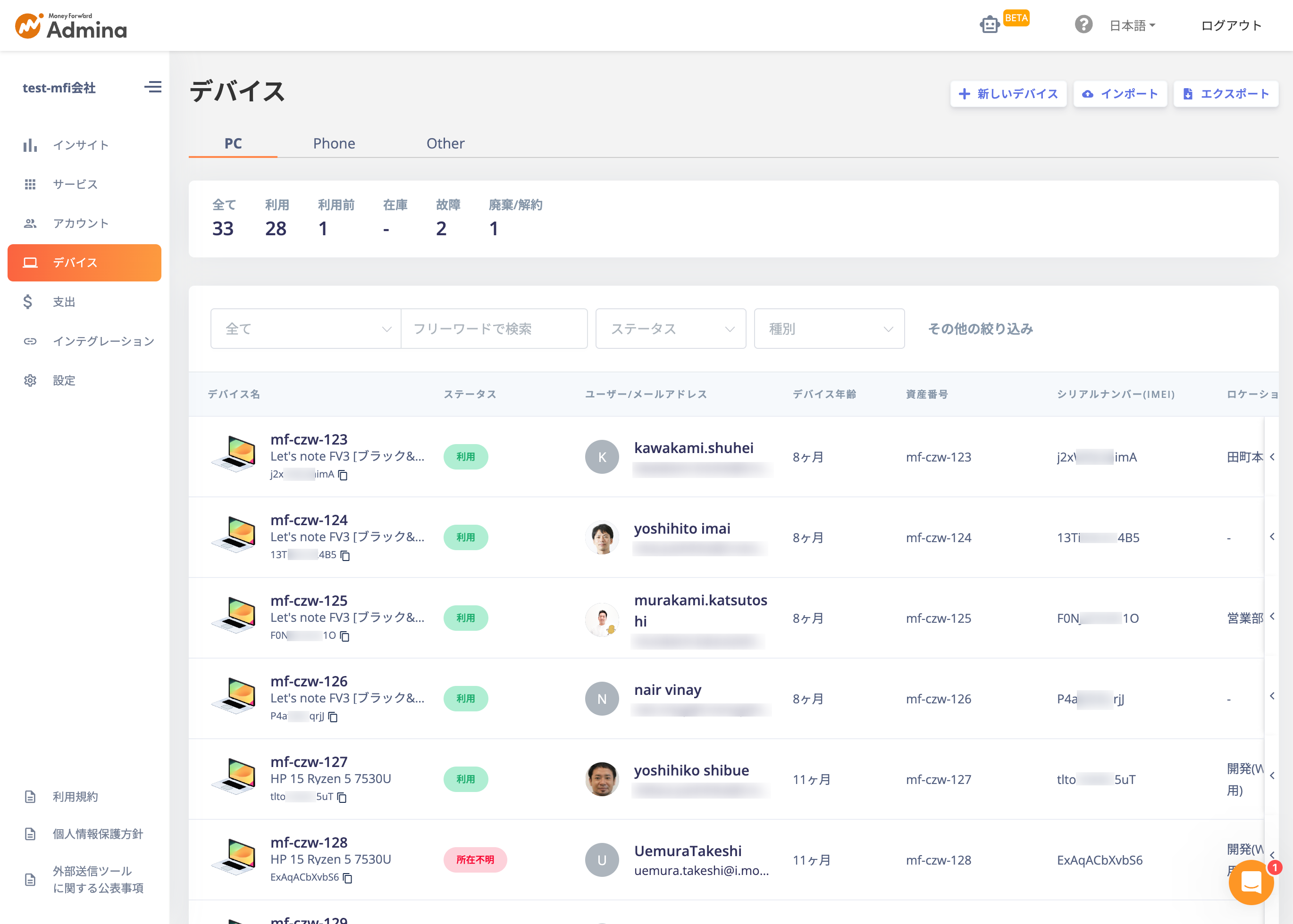 ITデバイスの利用履歴も追うことができる