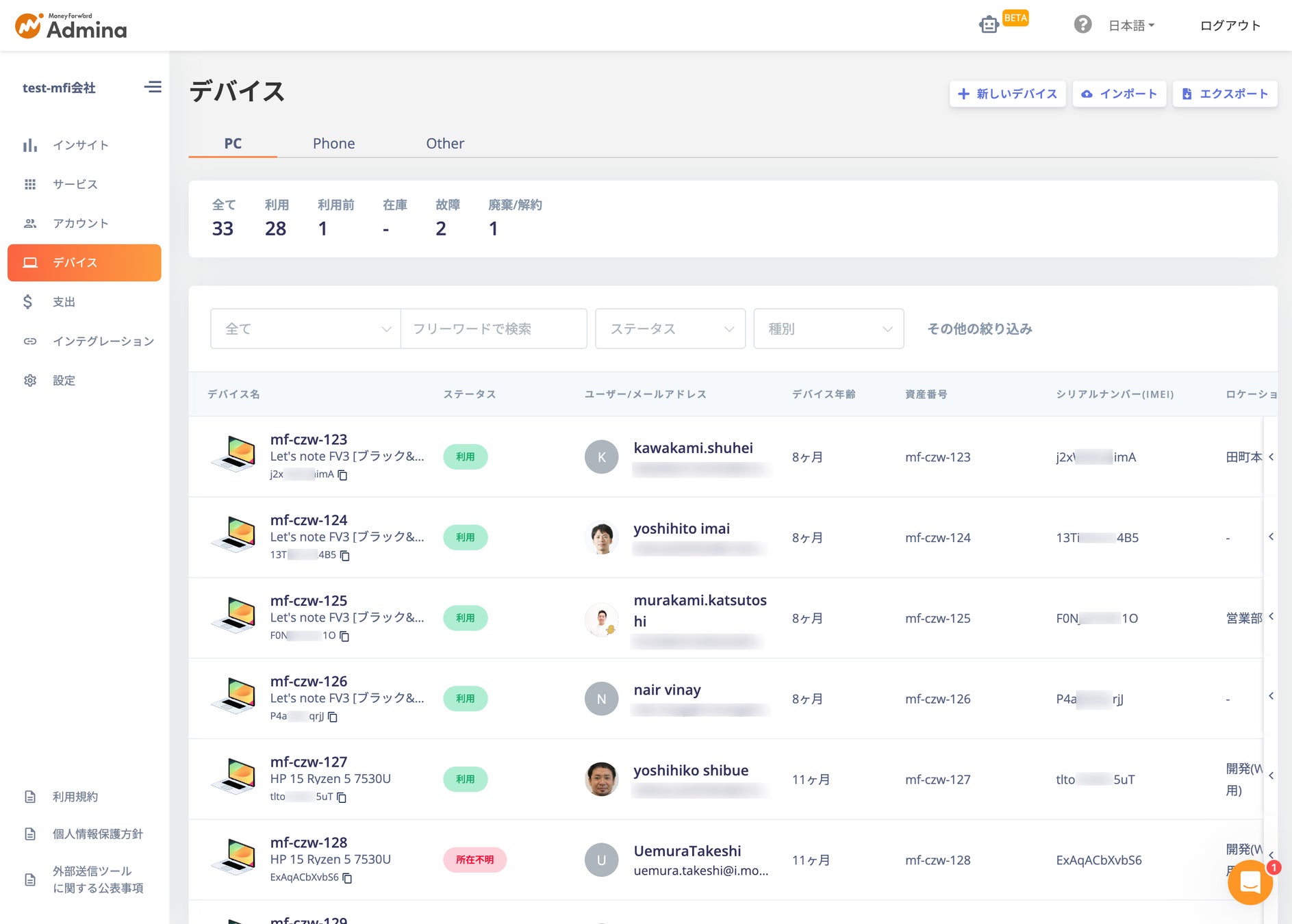 ITデバイスの利用履歴も追うことができる
