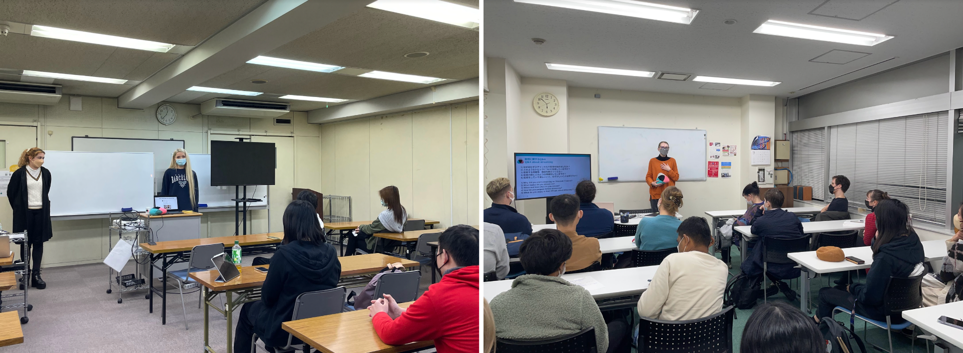 日本語学校でのおむすび説明会の様子