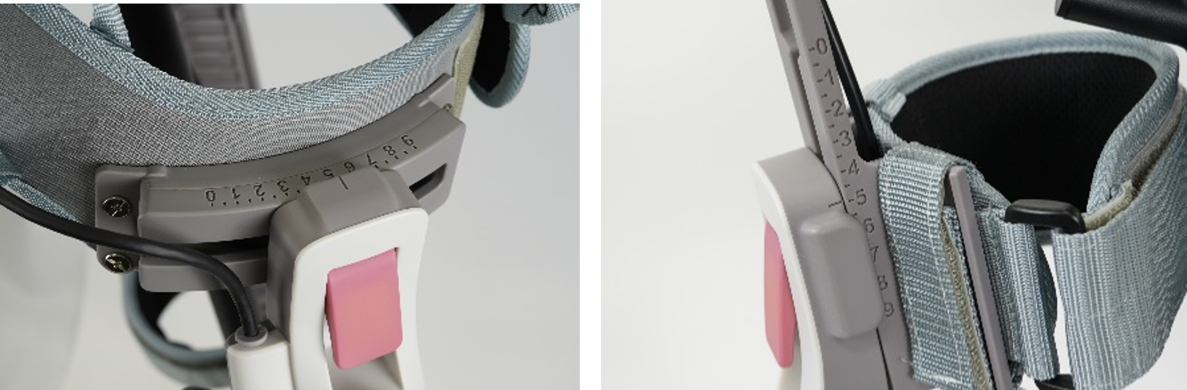 腰ベルト部の位置調整／膝関節用モーター部位置調整