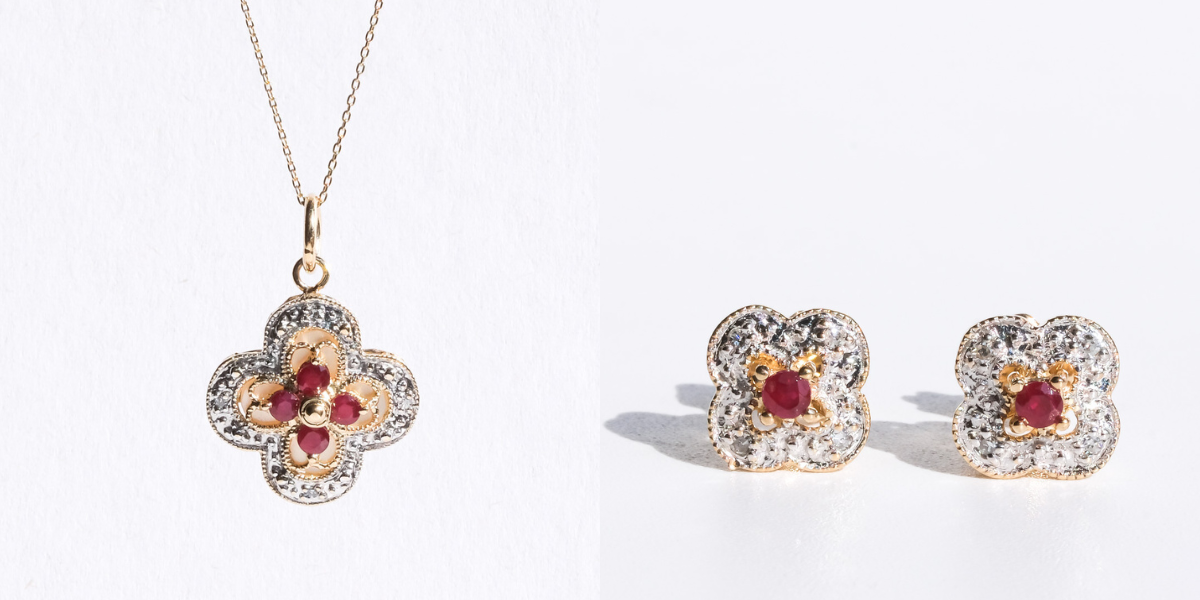 14Kゴールド ルビー&ダイヤモンド チャーム ¥100,000 ピアス¥90,000