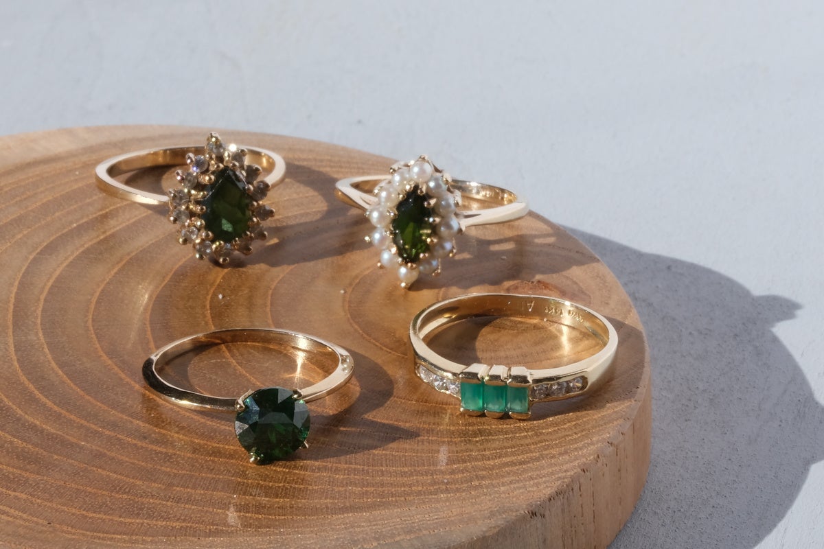 エメラルド、トルマリン、ツァボライトリング¥60,000~