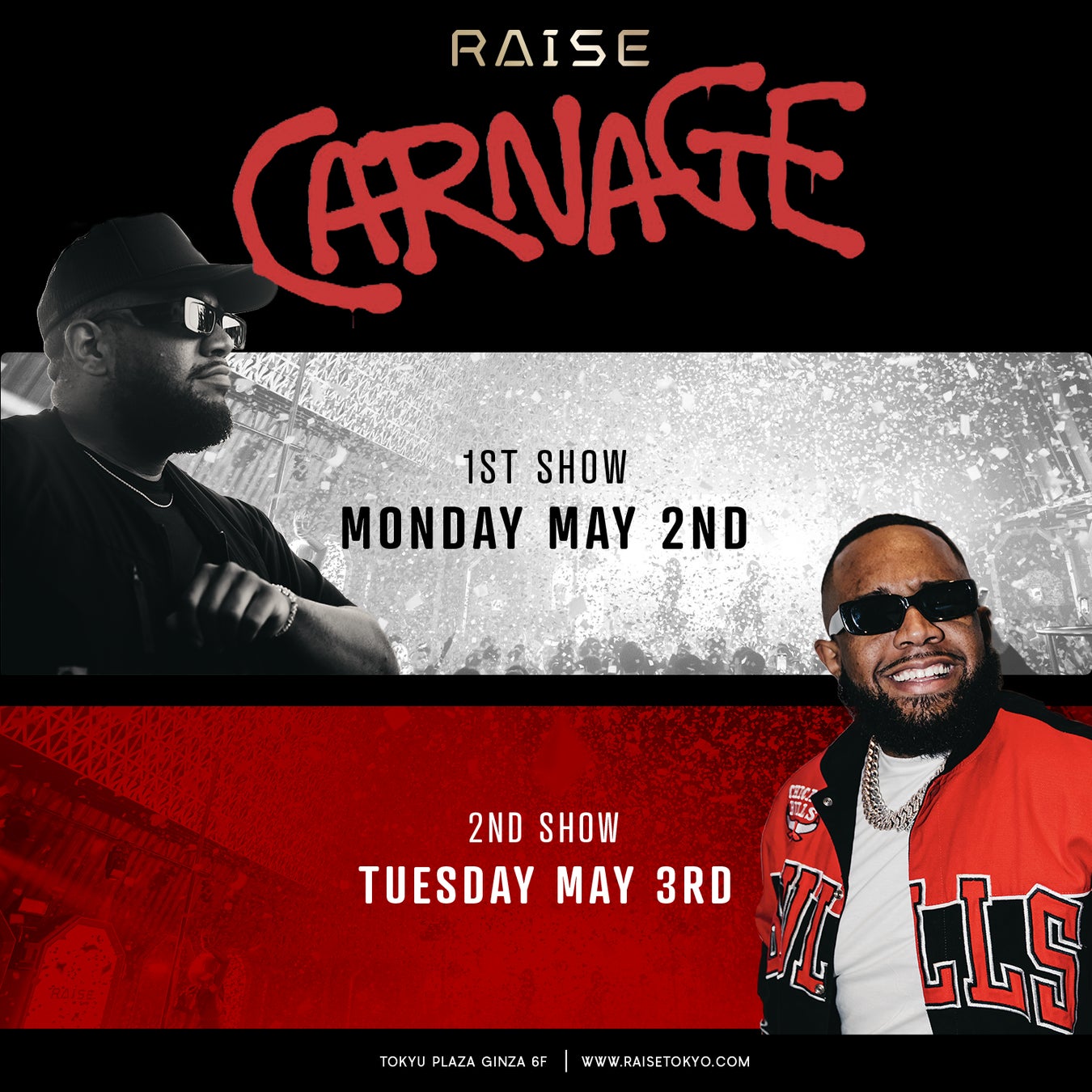 Gwに来日決定 アメリカ出身の人気dj プロデューサー Carnage 東急プラザ銀座の大型ナイトクラブ Raise にて 5月2日 月 5月3日 火 来日公演開催 株式会社lounge Operationのプレスリリース Gwに来日決定 アメリカ出身の人気dj プロデューサー Carnage 東急プラザ銀座の大型ナイトクラブ Raise にて 5月2日 月 5月3日 火 来日公演開催 株式会社lounge Operationのプレスリリース