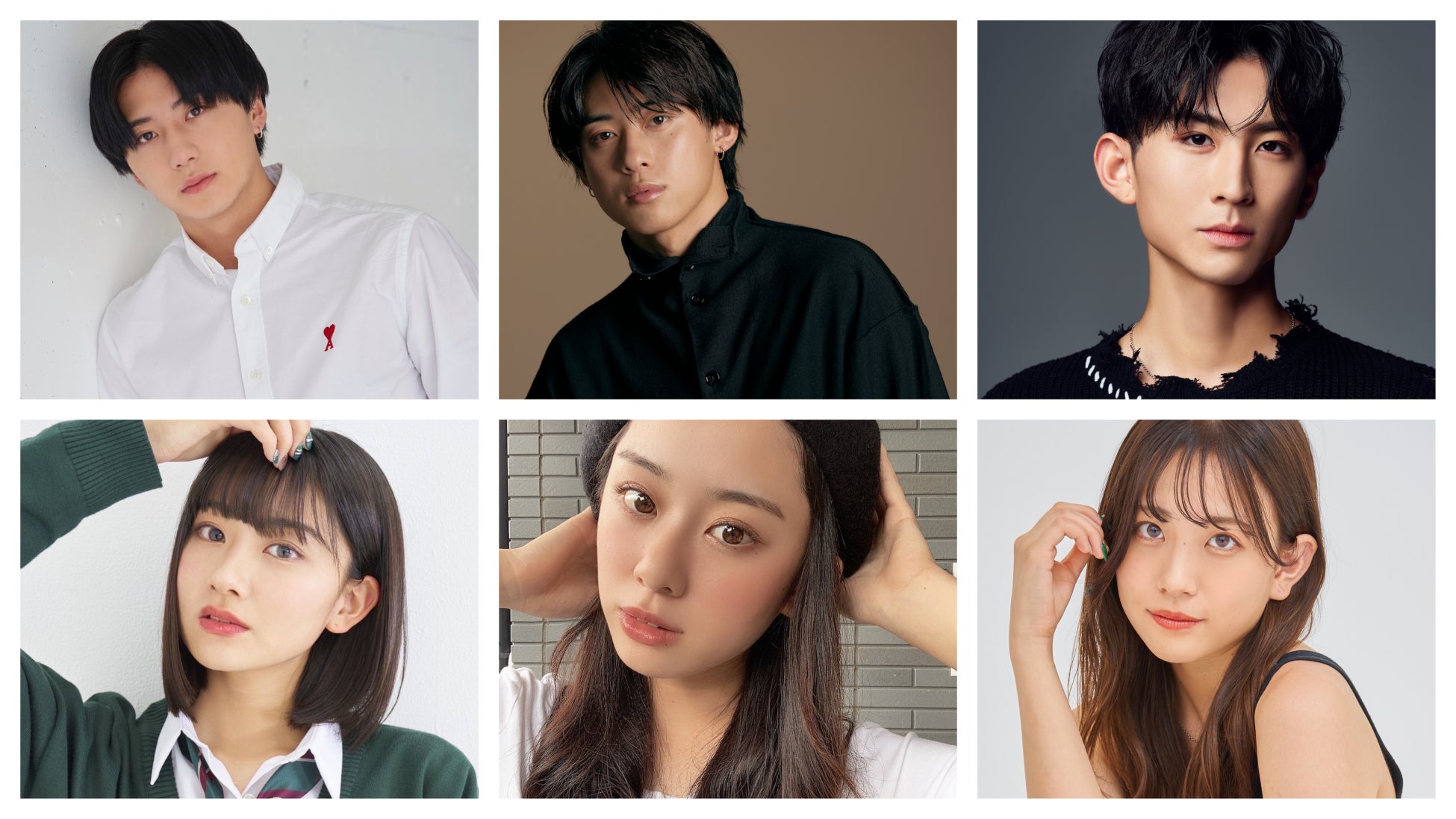 出演者:左上から右方向に、岡田蓮さん、りゅうとさん、前田俊さん 左下から右方向に、みとゆなさん、あいらみょんさん、前田まはるさん