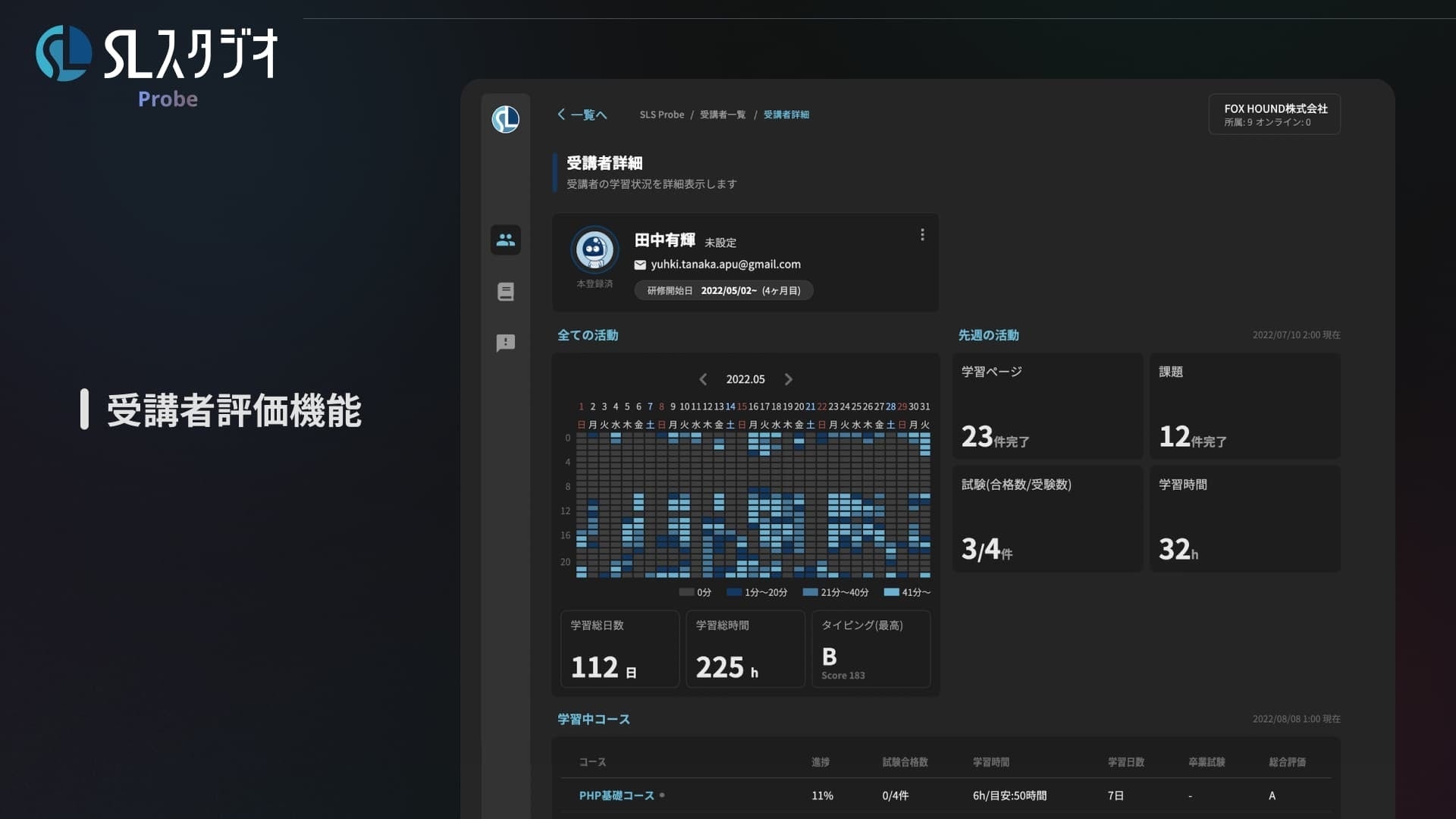 「受講者評価」機能画面イメージ