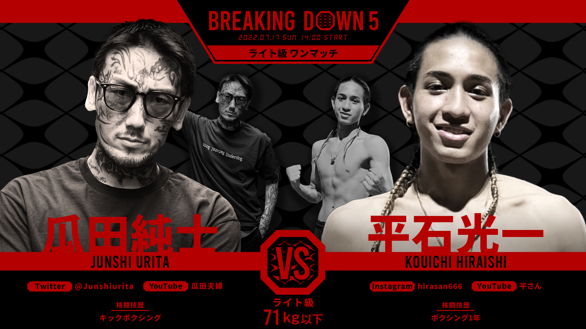 瓜田 純士 vs. 平石 光一