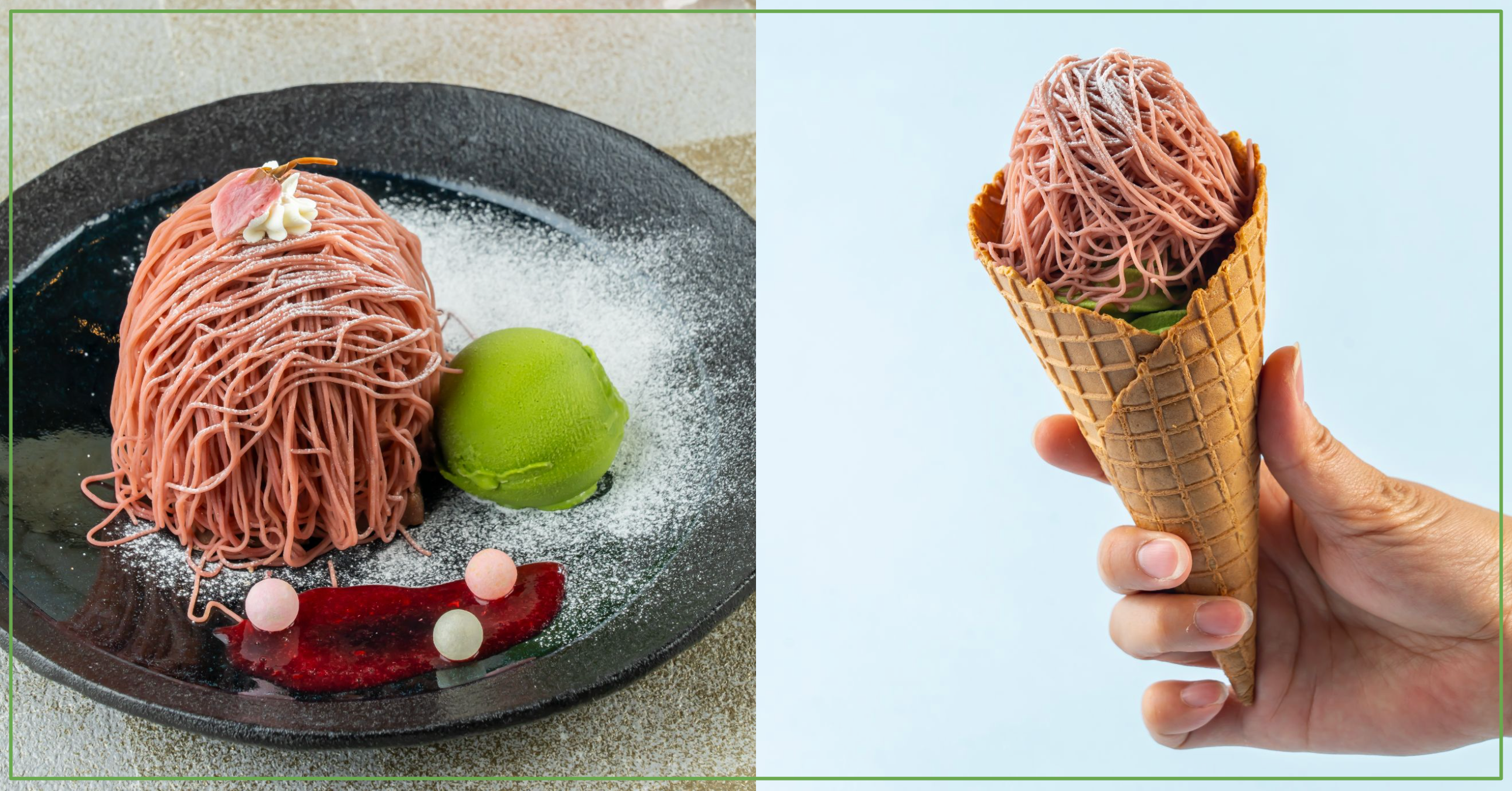 左)和もんぶらん 桜、右）和もんぶらんソフト 桜 抹茶