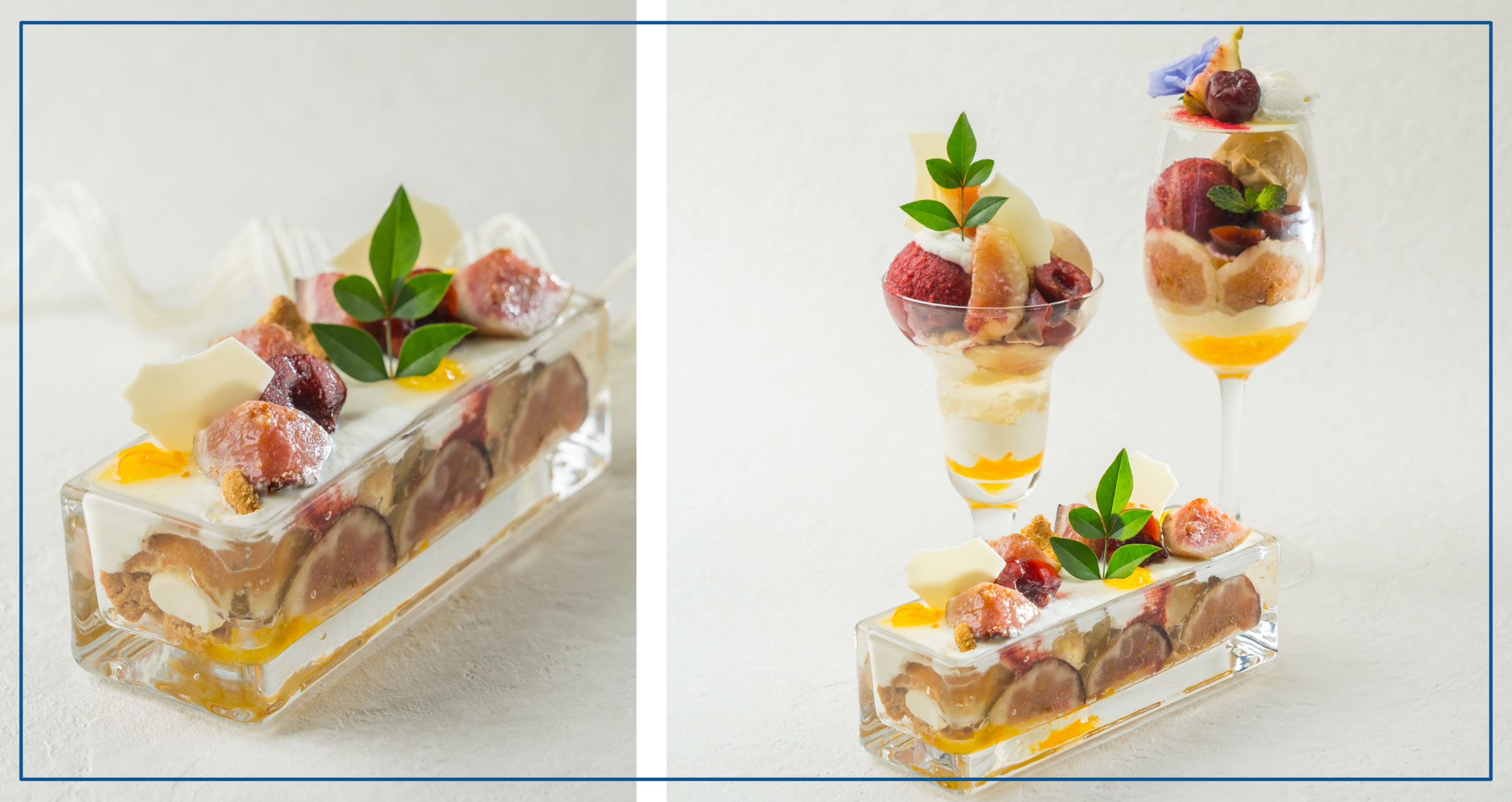 左）日比谷 林屋新兵衛。右）各店ごとの個性が光る盛り付けに。