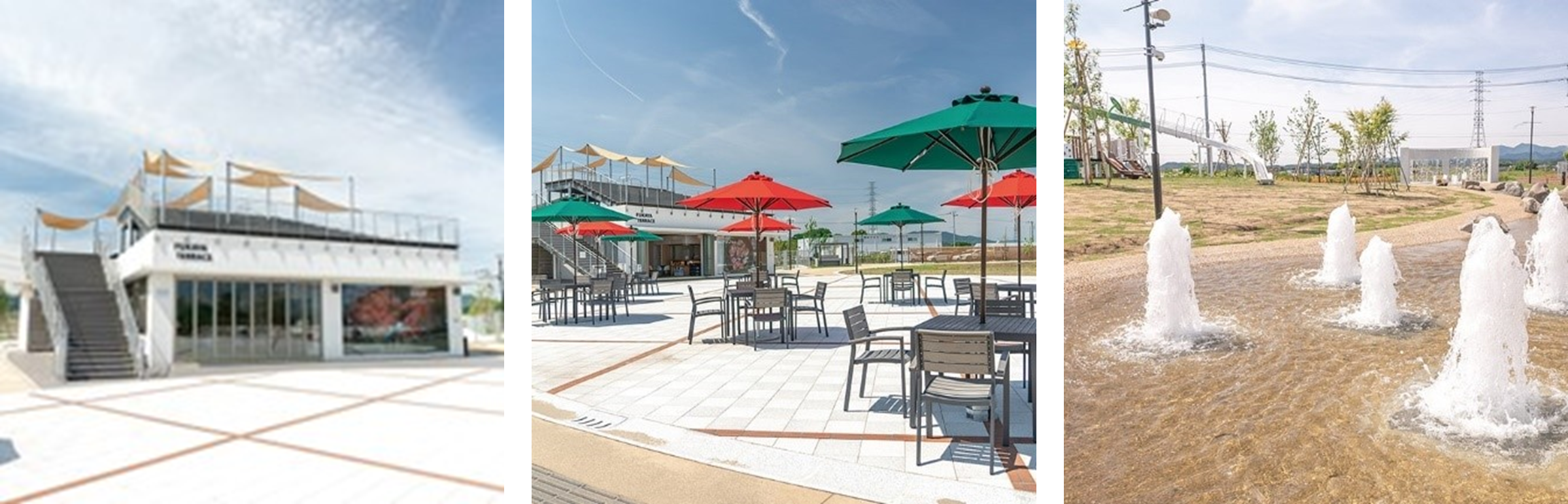 管理棟　／　円形広場　／　じゃぶじゃぶ池