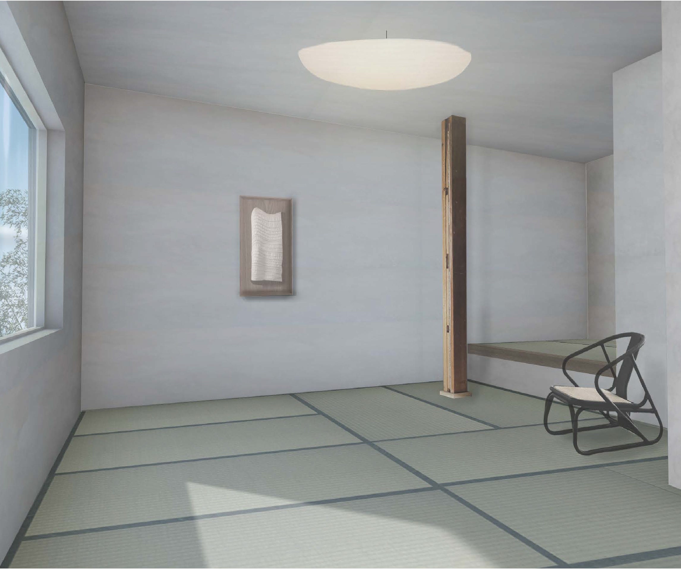 小上がり付き客室。 庭園を見下ろす景色がある2階唯一の客室