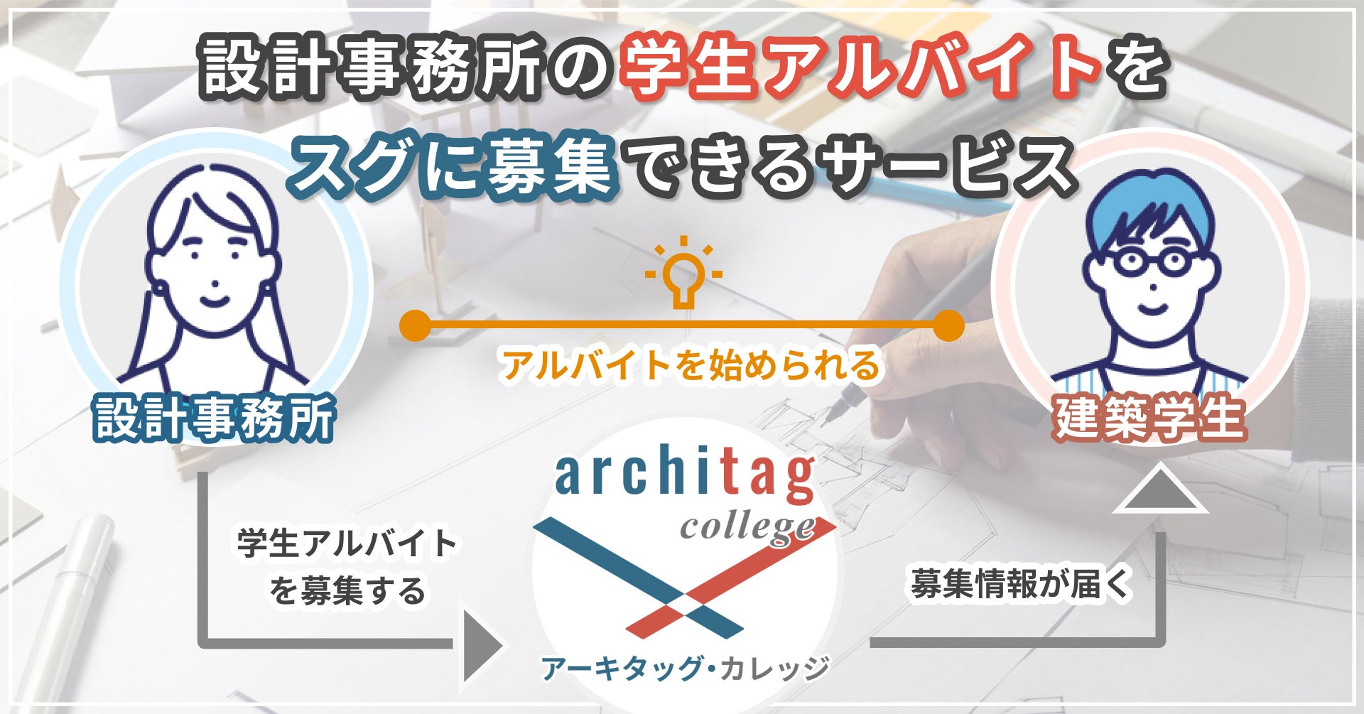設計事務所の学生アルバイトを募集できる新しいサービス「アーキタッグ・カレッジ」