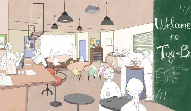 資金調達して作りたいカフェバーのイメージイラスト