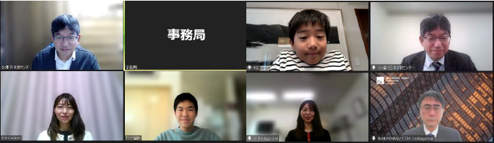 最優秀賞を受賞した竹下雄惺さん（左・中学生の部）とチュアング周朔さん（右・小学生の部）とのビデオ電話の様子