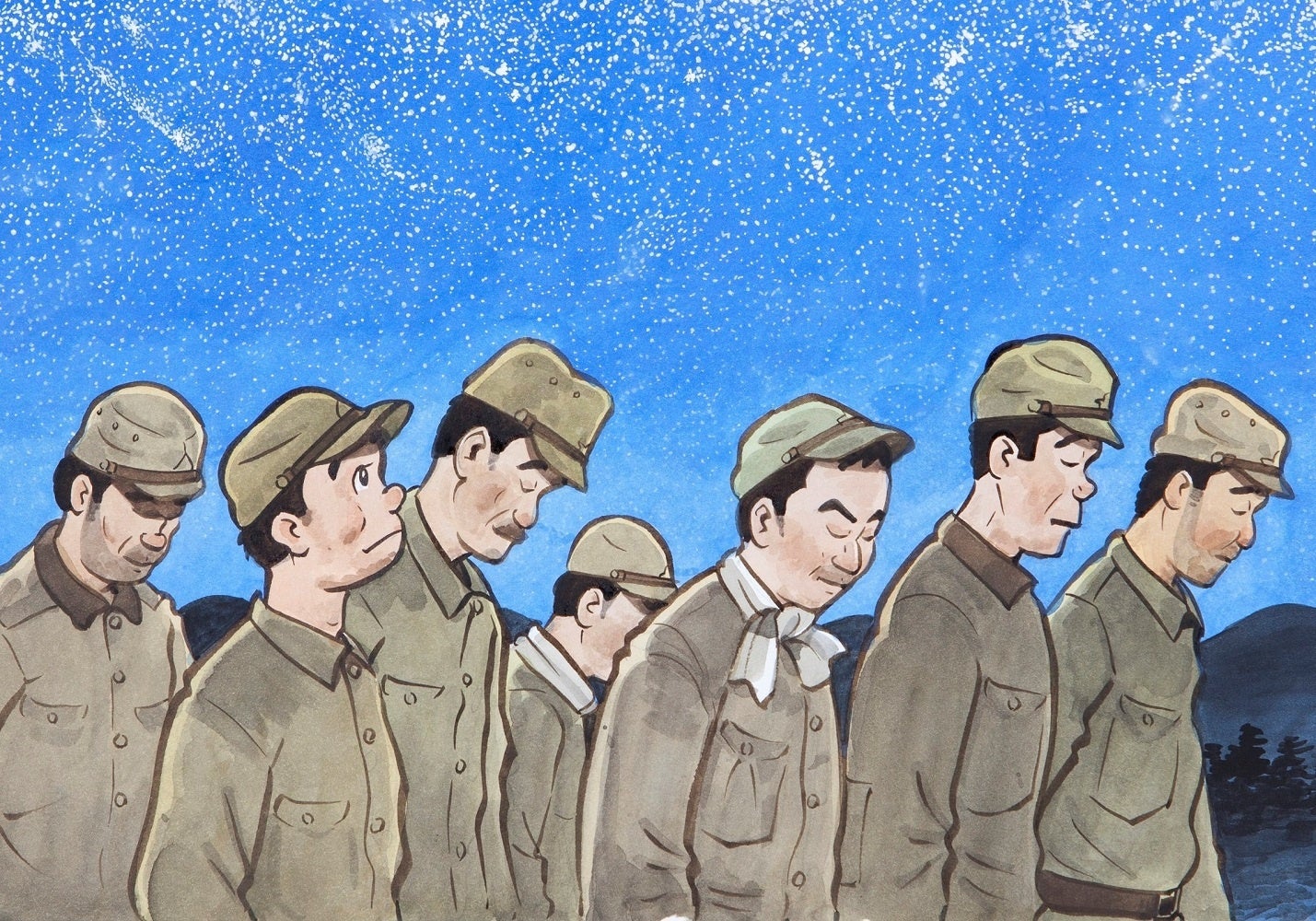 戦後強制抑留のコーナーに展示する「美しかった星空」　斉藤邦雄 画(平和祈念展示資料館 所蔵)