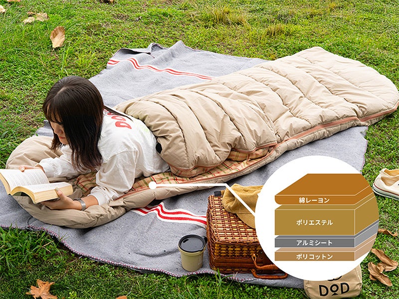 DOD ワガヤノシュラフ　寝袋　4人用 4人で入れる特大寝袋】家族の安心感と毛布の温もりに包まれて眠れる冬