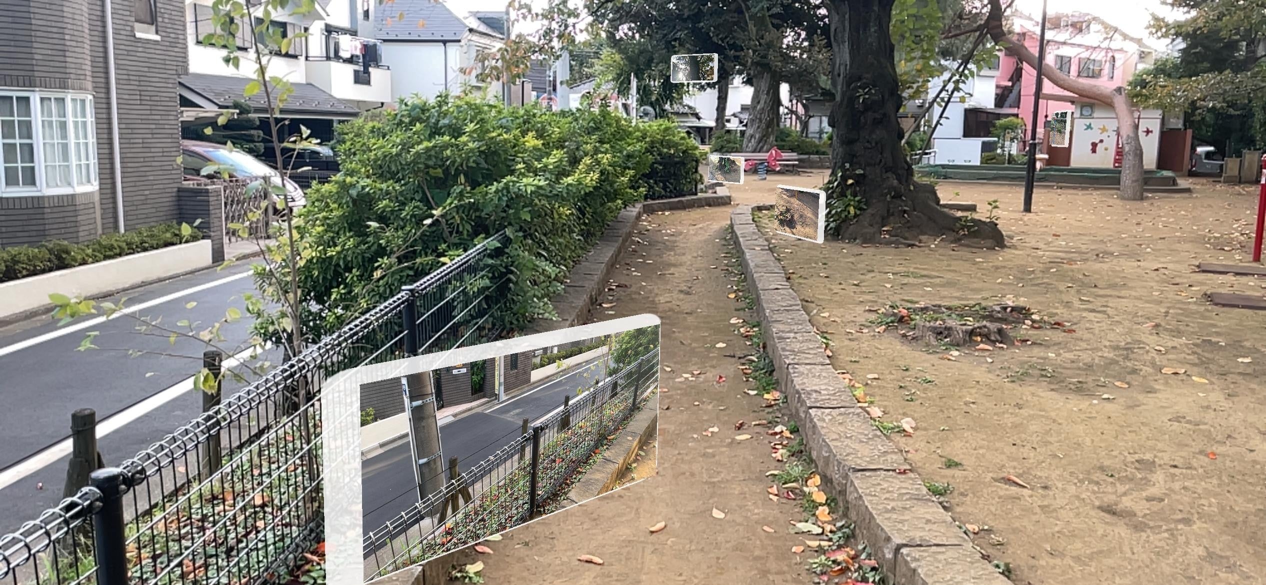 工事写真をDiveを用いて現場でAR可視化している様子