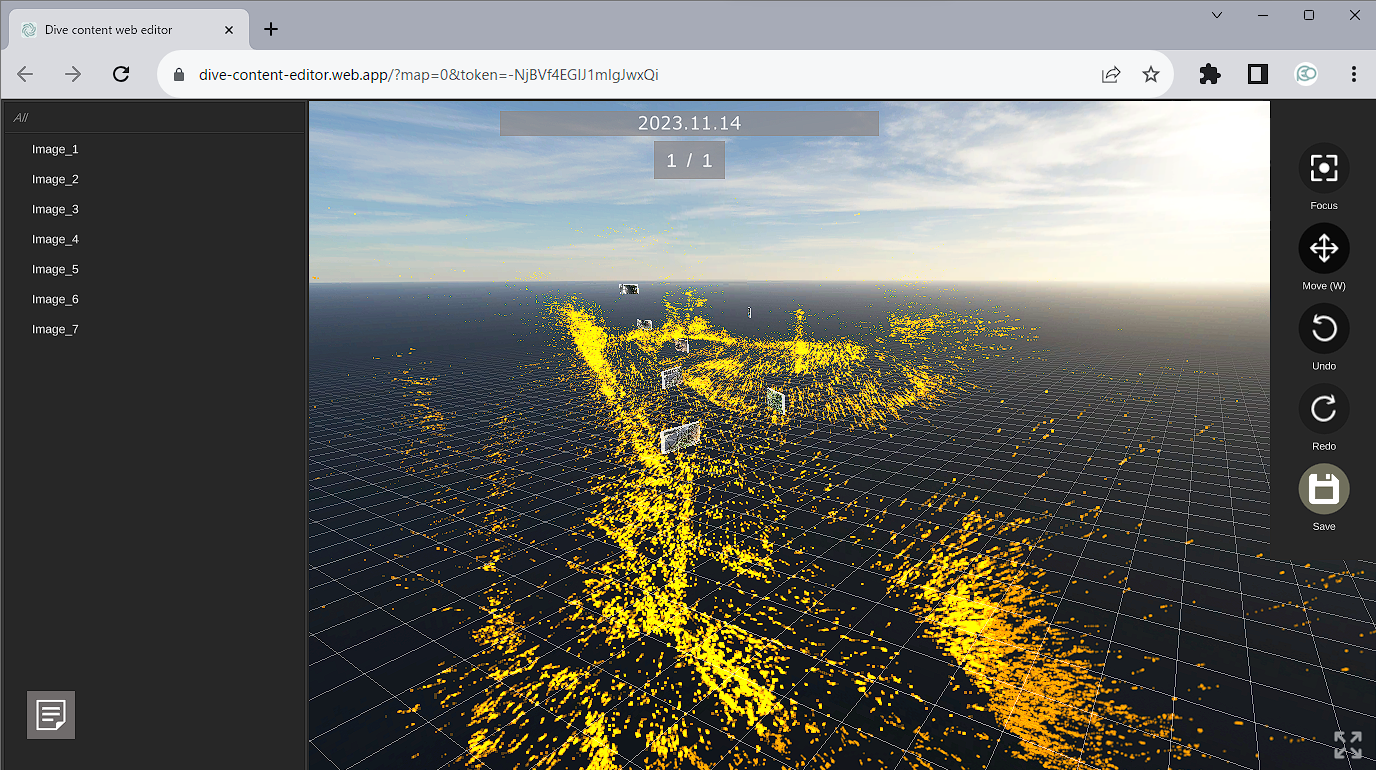 工事写真をDiveを用いて俯瞰可視化している様子