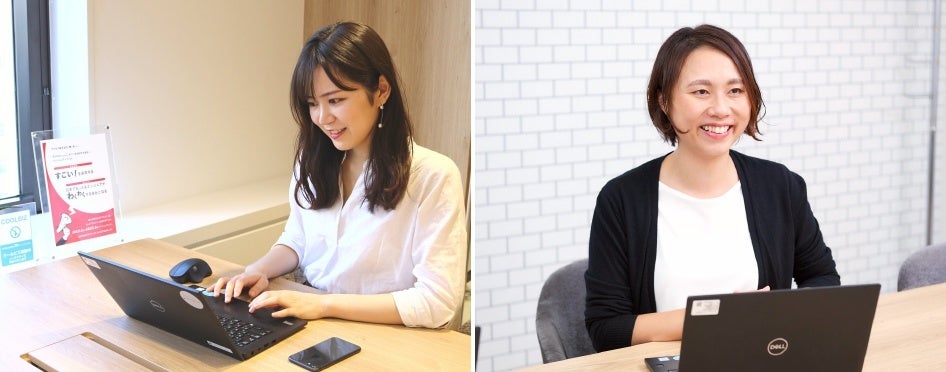 未経験からエンジニアとして活躍している小林        二児の母親で役職者の女性社員である内田