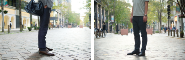 　　　　スーツに合わせても違和感のない上質感　　　　　　　春夏の職場やカフェでのテレワークも爽やかに