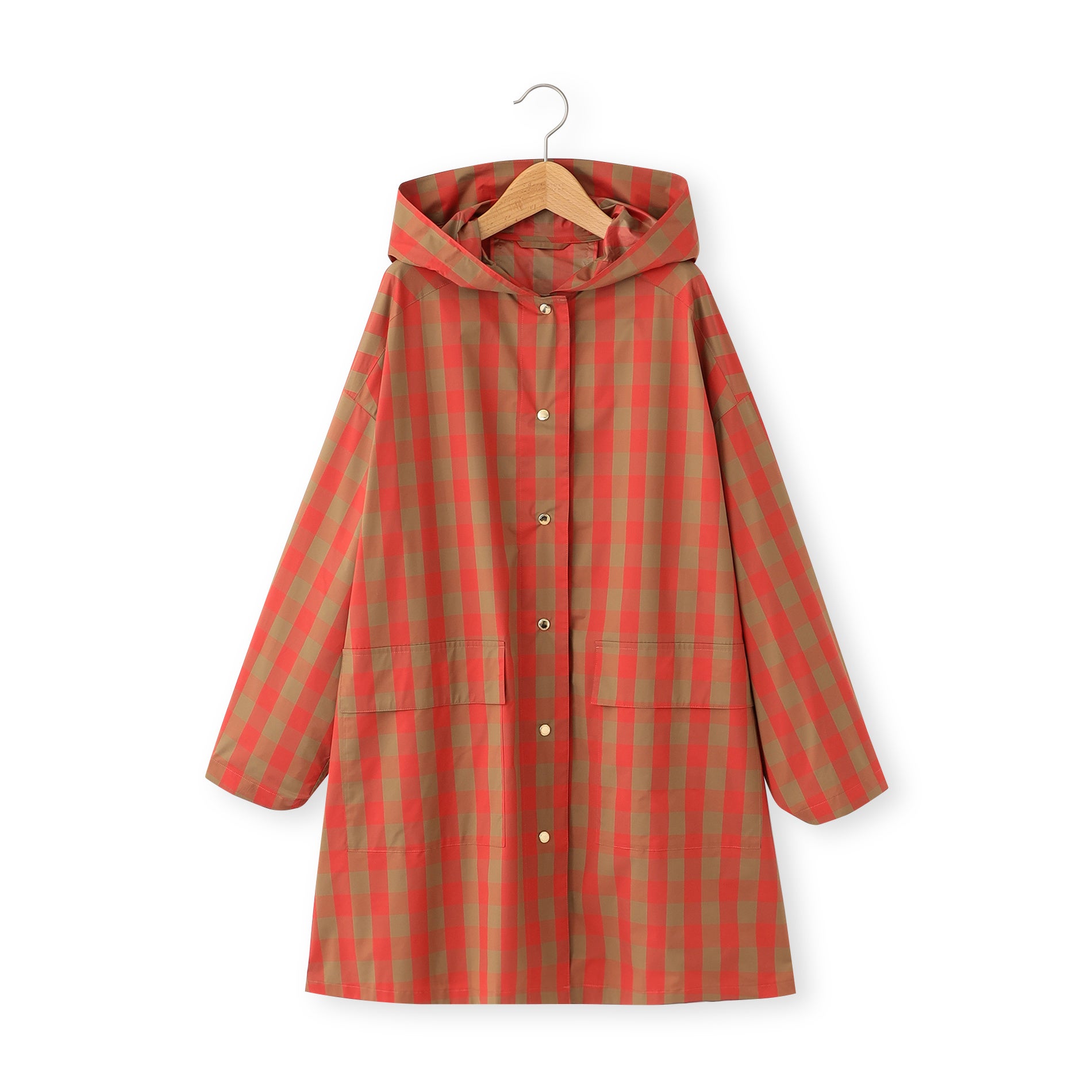 三陽商会 チェック柄フード付きポンチョ フリーサイズ 三陽商会 メンズ・ウィメンズの梅雨の雨対策商品 天候を気にせず