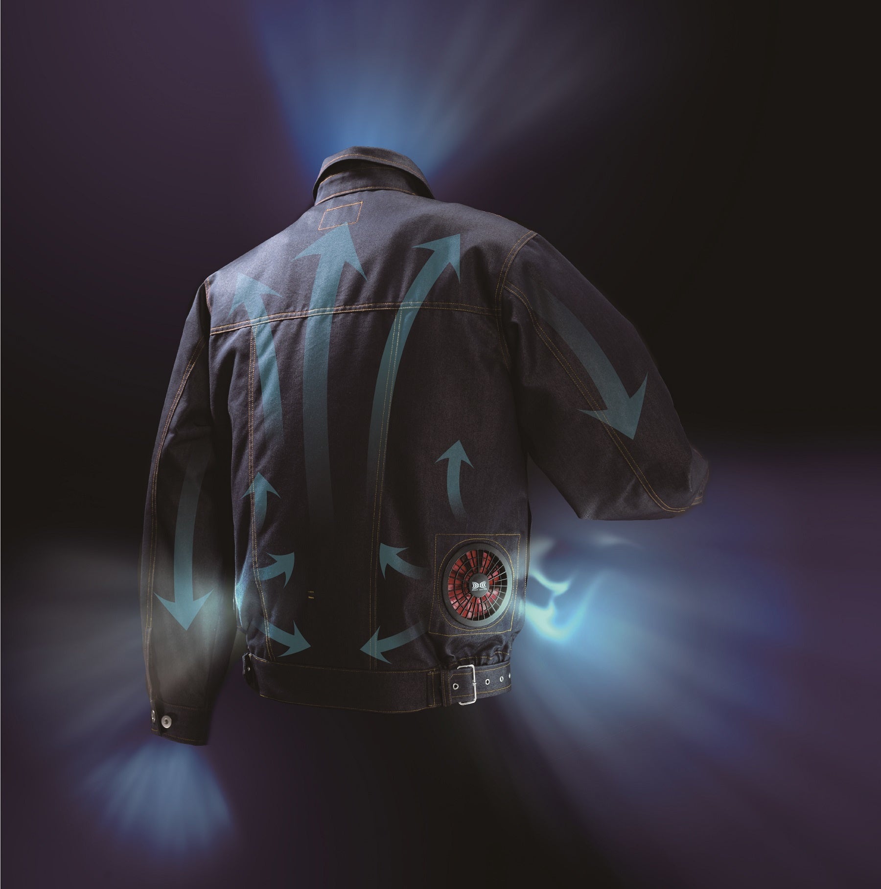 小型ファンで風の流れをつくり、 汗の気化を促進する「空調服®」