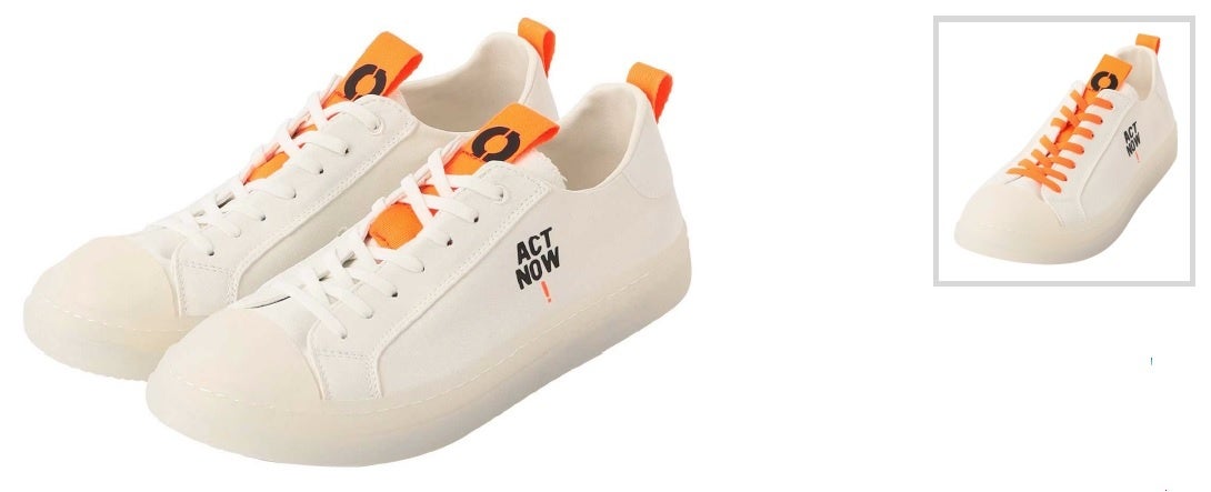 atmosとECOALF が 初のコレボレーション スペアとしてオレンジ色のシューレース付き