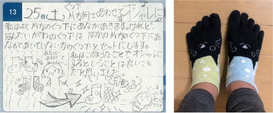 穴が開いて履けなくなった靴下同士で履いたときの日記