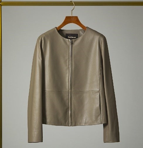 レザージャケット クルーネックノーカラー ジップアップジャケット&nbsp; custom LEATHER&nbsp; WOMEN ￥154,000