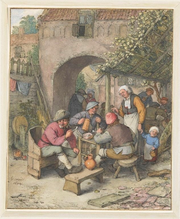 Une cour d’auberge（1674）（旅館の中庭） （ルーブル美術館所蔵）