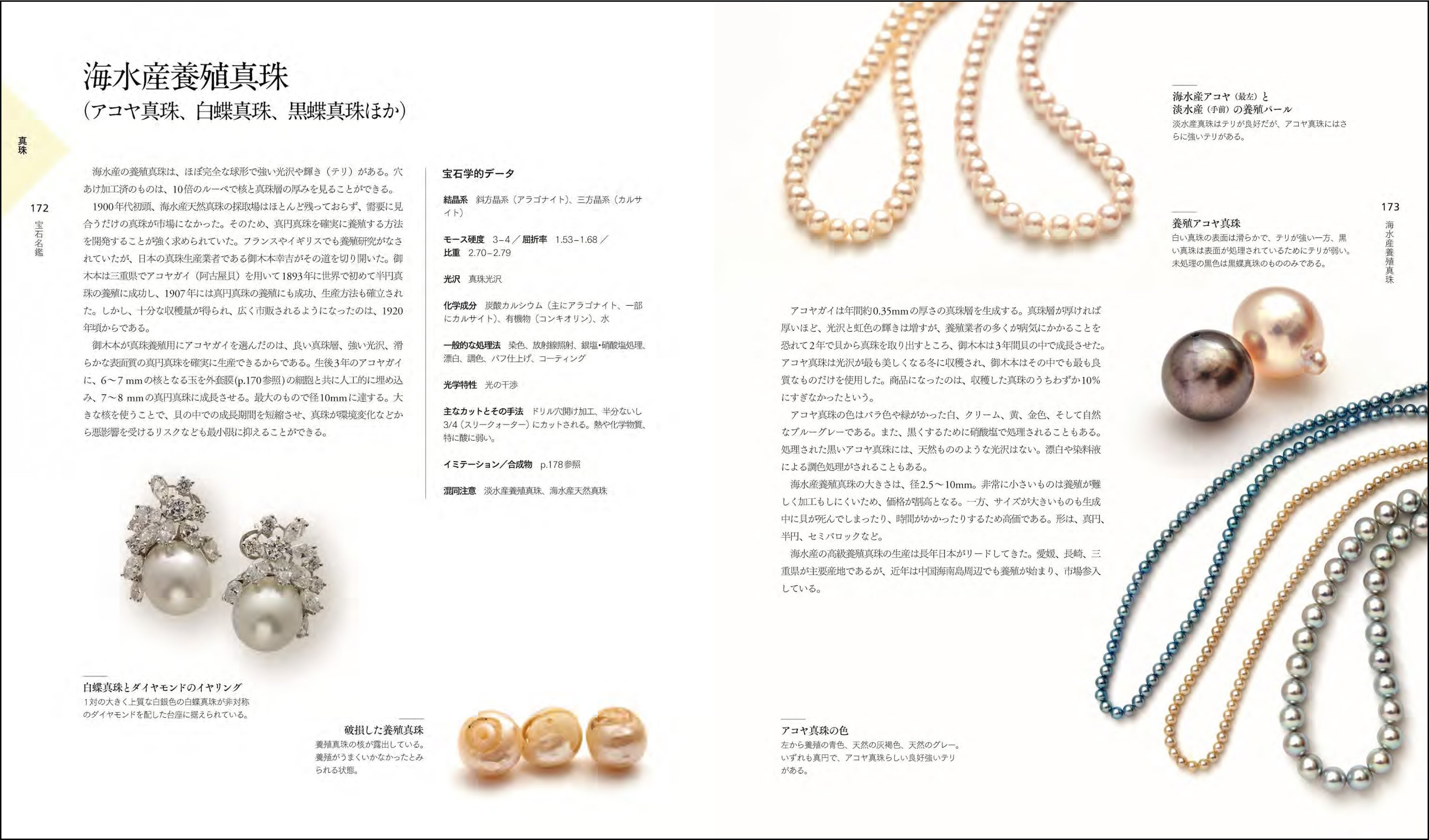 鉱物の宝石だけでなく、真珠や珊瑚など生物由来の宝石も紹介。