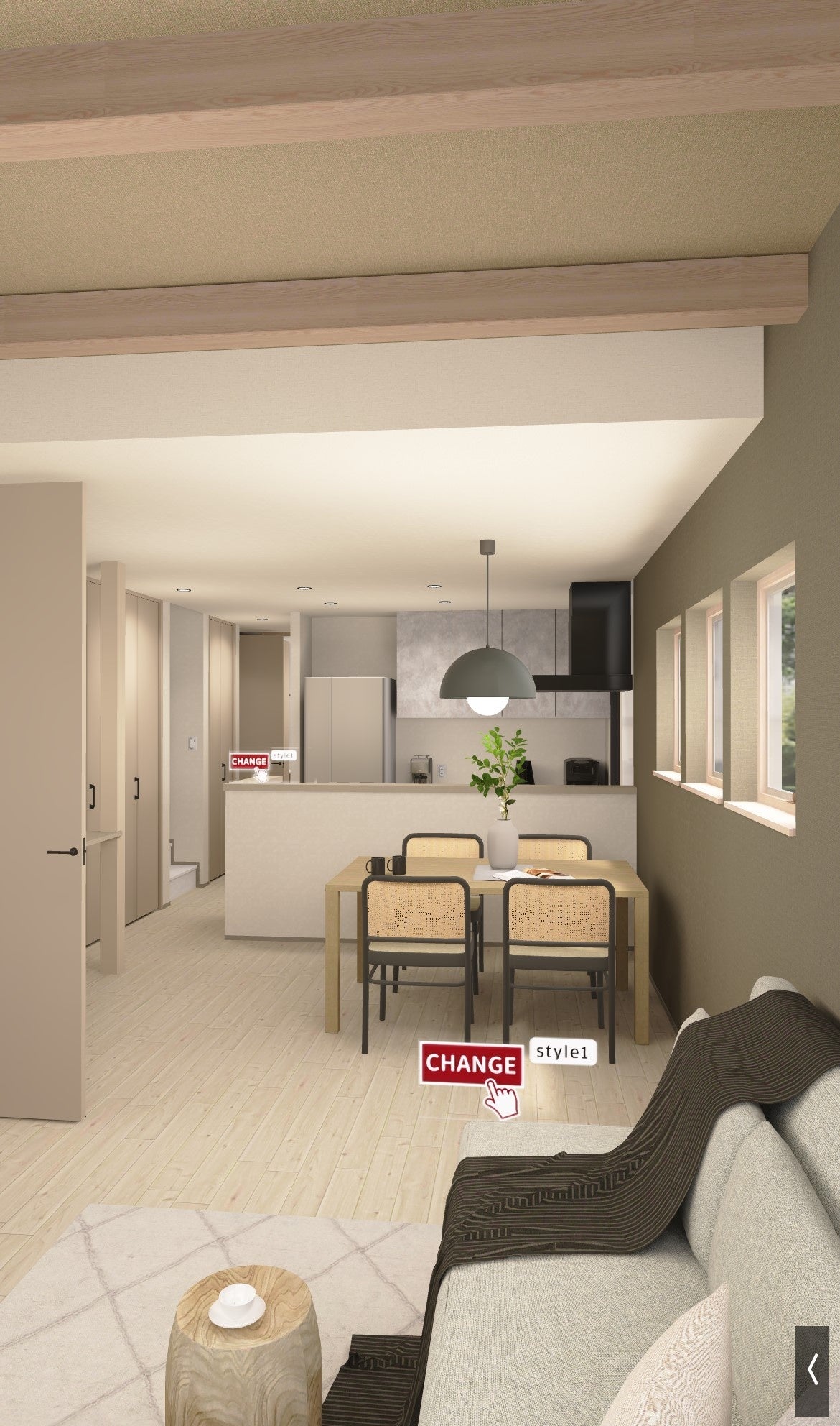 バーチャル展示場　VRはリアルな質感の展示場をブラウザで見ることができ、あたりを見回したり歩くことができます