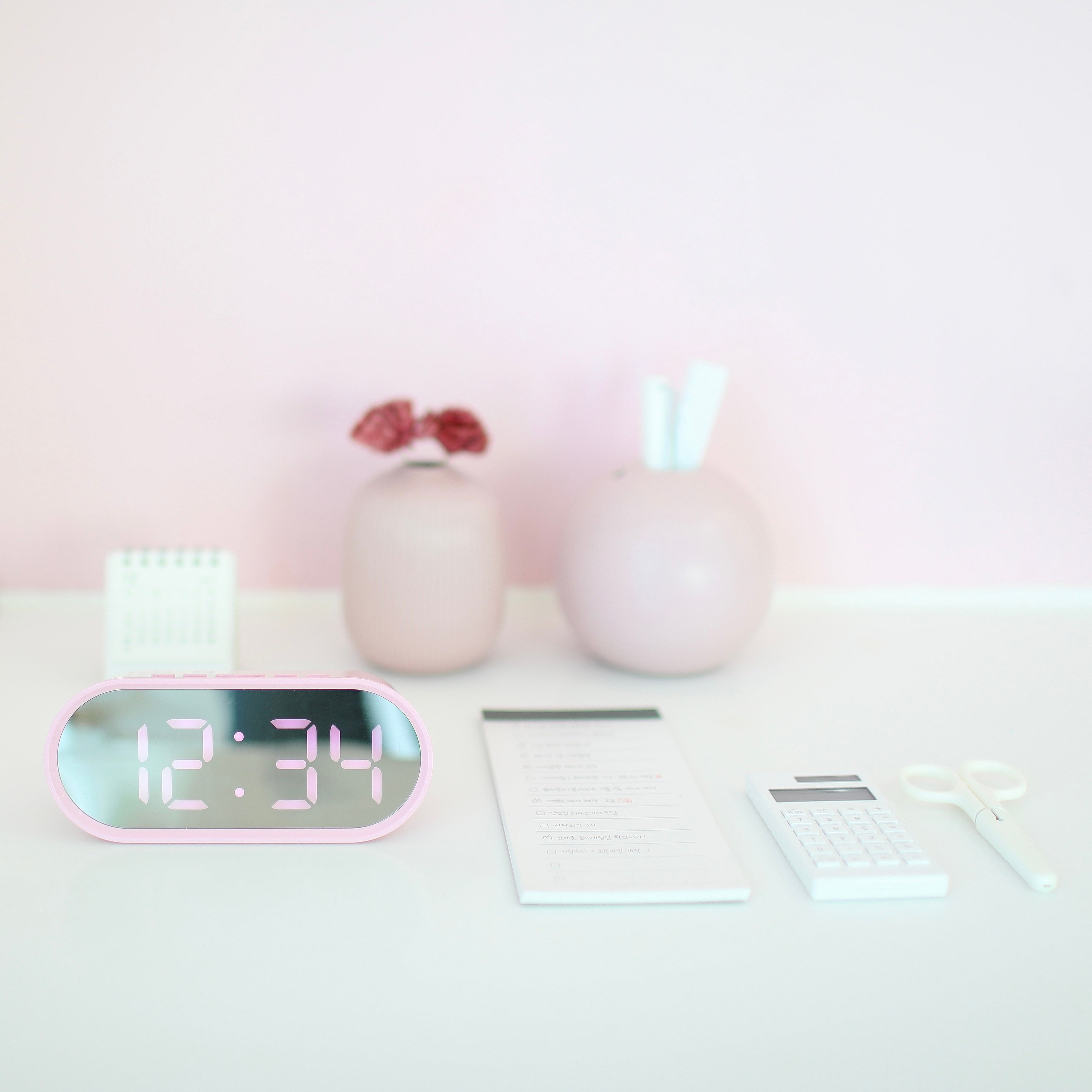 ポップ ミラー時計 ミニ(ピンク)