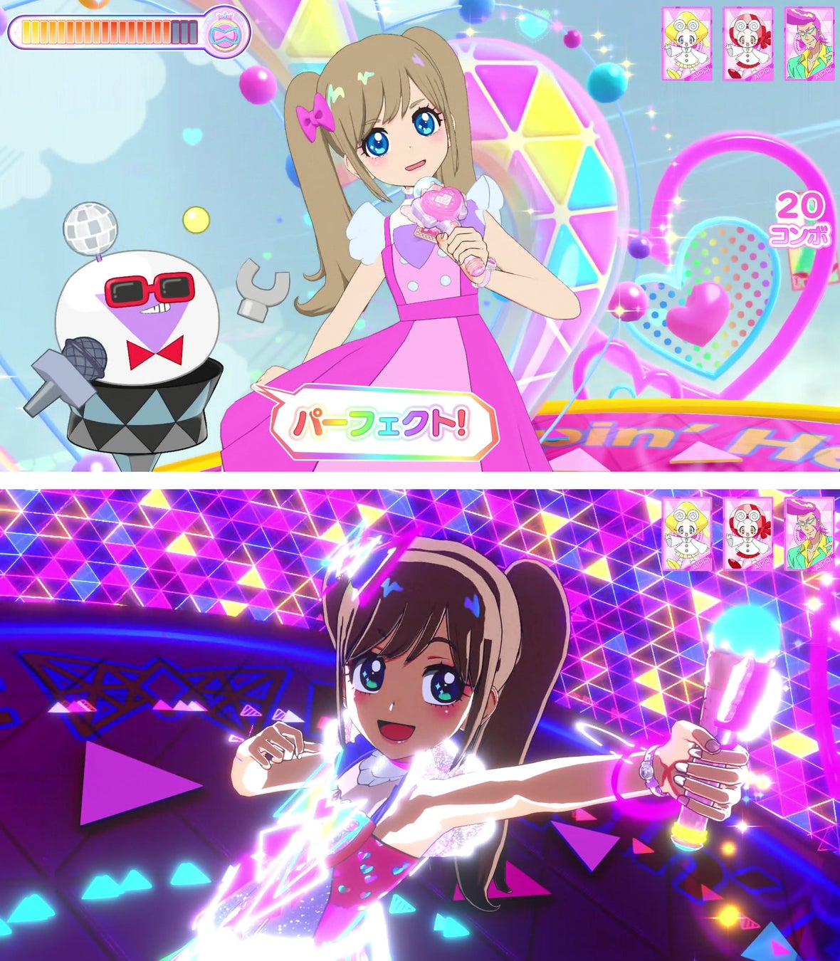 ▲「マイキャラ」を使用した『ひみつのアイプリ』 ライブゲーム画面