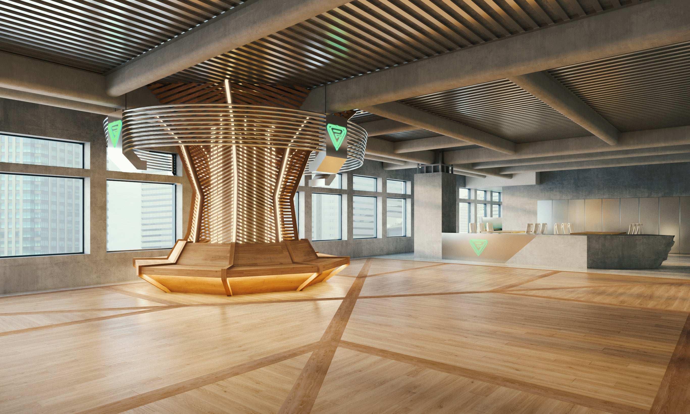 ヨガ、ストレッチなどのケアトレーニングも行うフローリングスペース