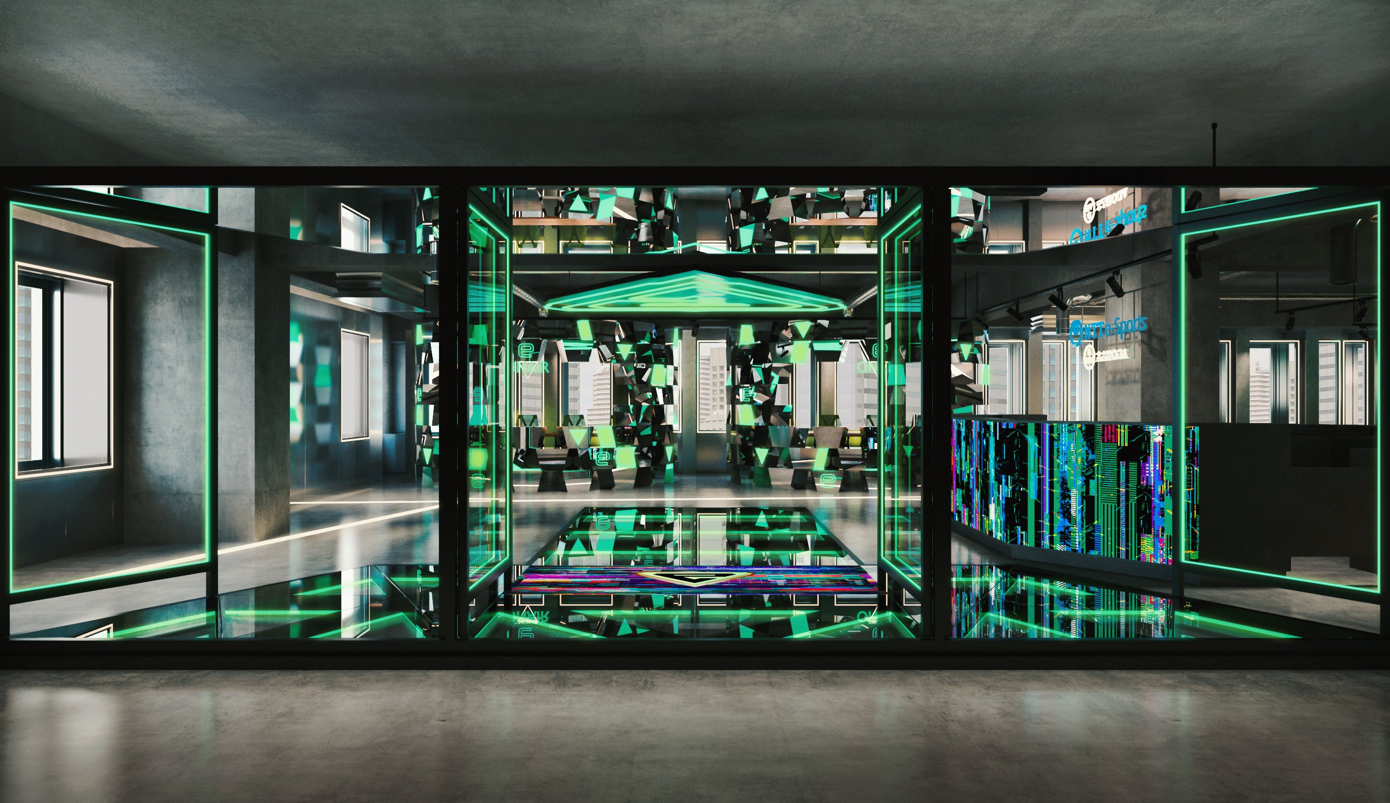 近未来感満載のエントランス