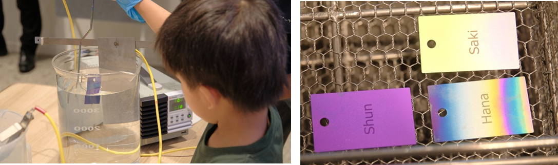 チタンの色が徐々に変わる様子