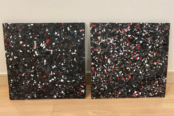 収集したスキーブーツの廃材から製作したシート