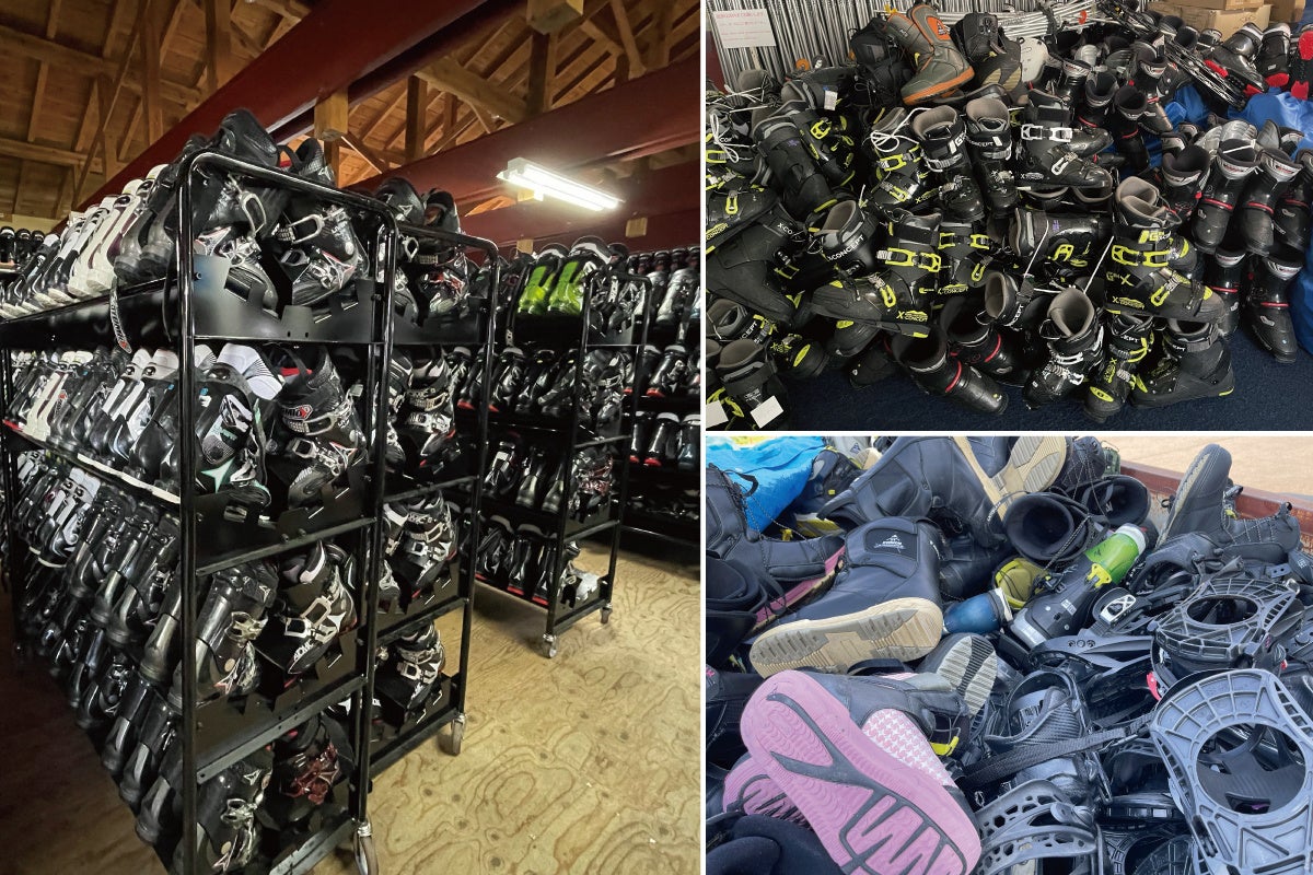 シーズン終了後、倉庫で管理されている廃棄処分予定のレンタル用具