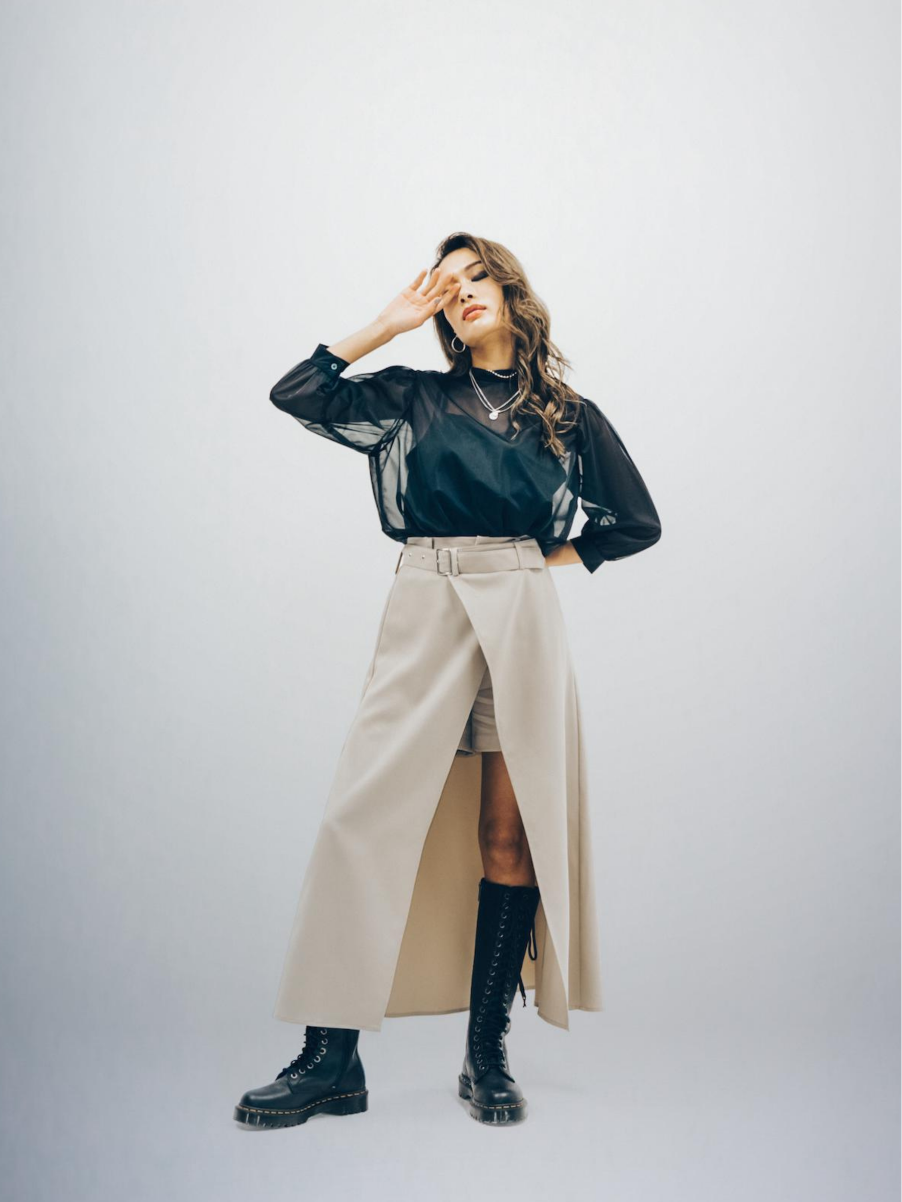 トップス¥16,800　スカート付きショートパンツ¥22,800