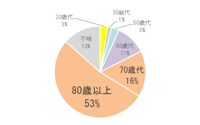図2  死亡事故の被害者の年代別割合