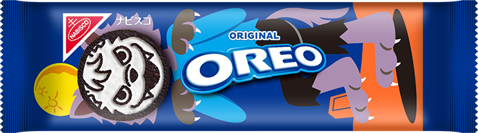 並べてかざると、15種類のハロウィンキャラクターが大行進！「オレオ