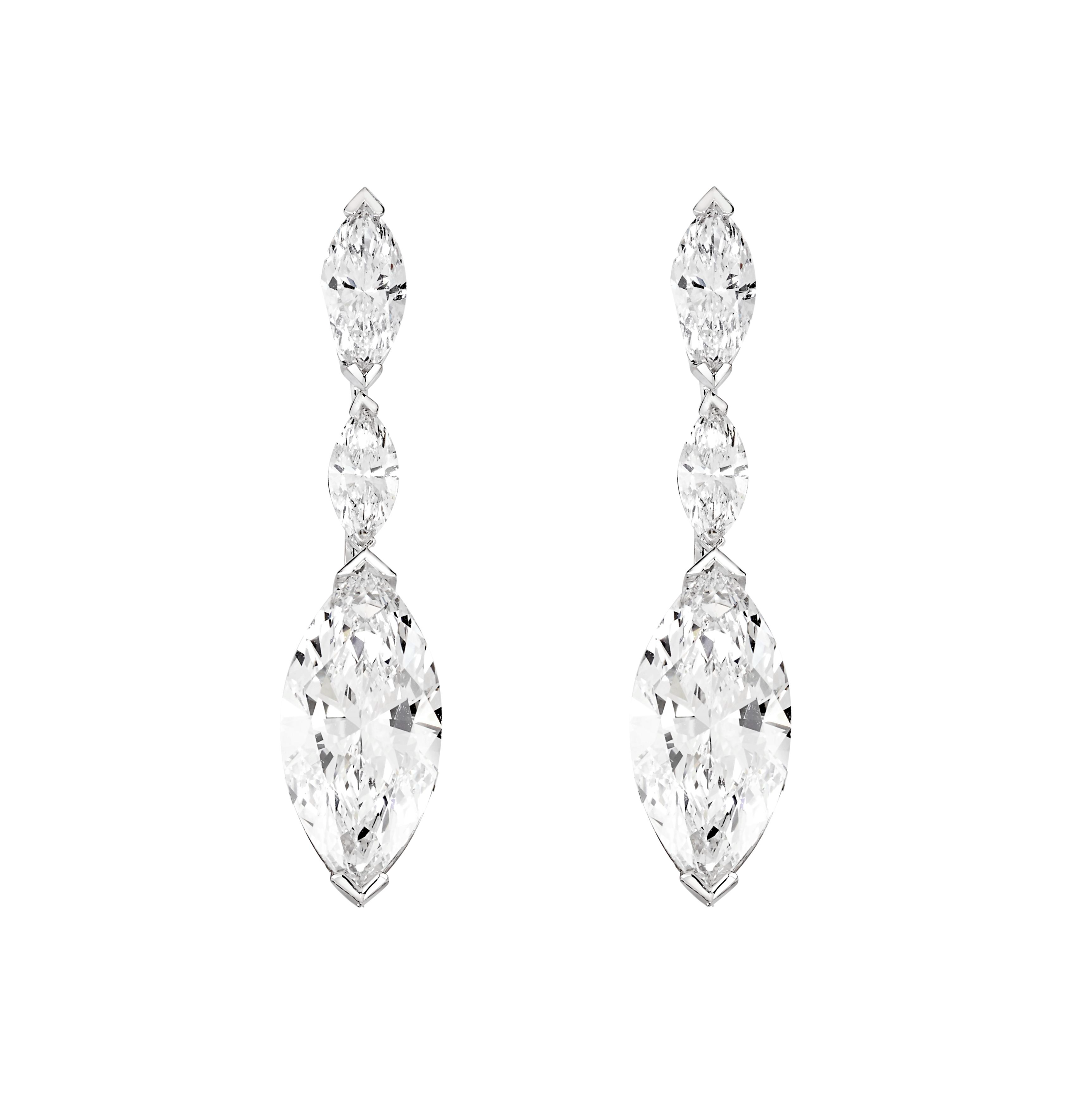 「ライムライト」ハイジュエリーイヤリング　18KWG、マーキスカットダイヤモンド約3.02ct、マーキスカットダイヤモンド約3.01ct、ダイヤモンド計約1.50ct