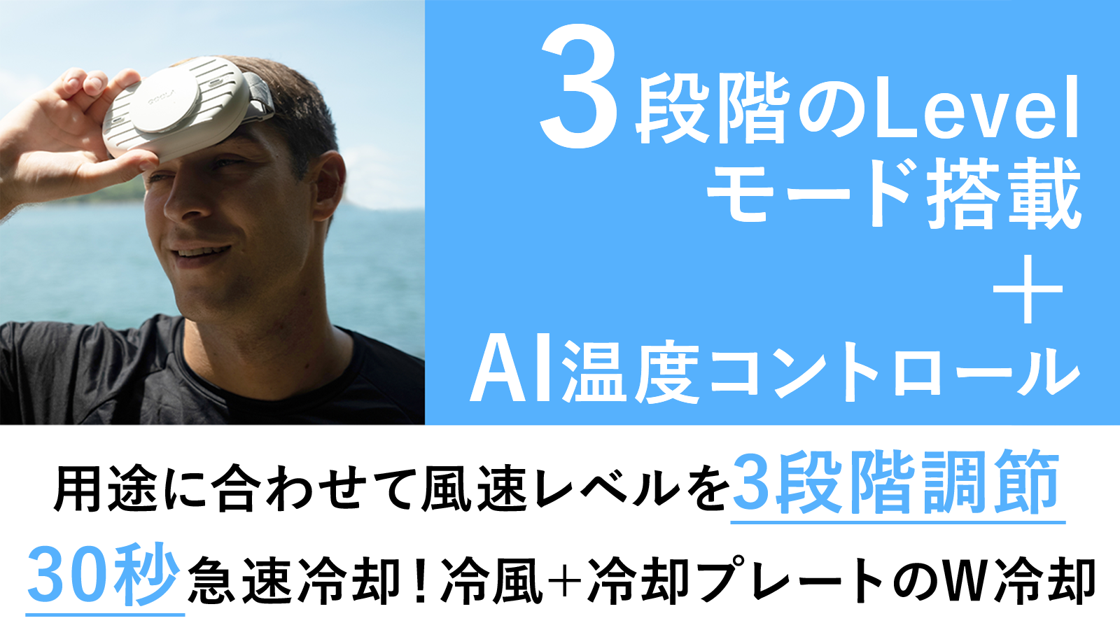 超超超コンパクト！ハンズフリーバンド付きハンディクーラー【QOOLA