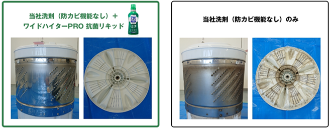 一例）新品の洗たく機を6カ月間使用したのちの洗たく槽を確認 ＜使用期間2022年3～8月＞　　※環境によって効果は異なります