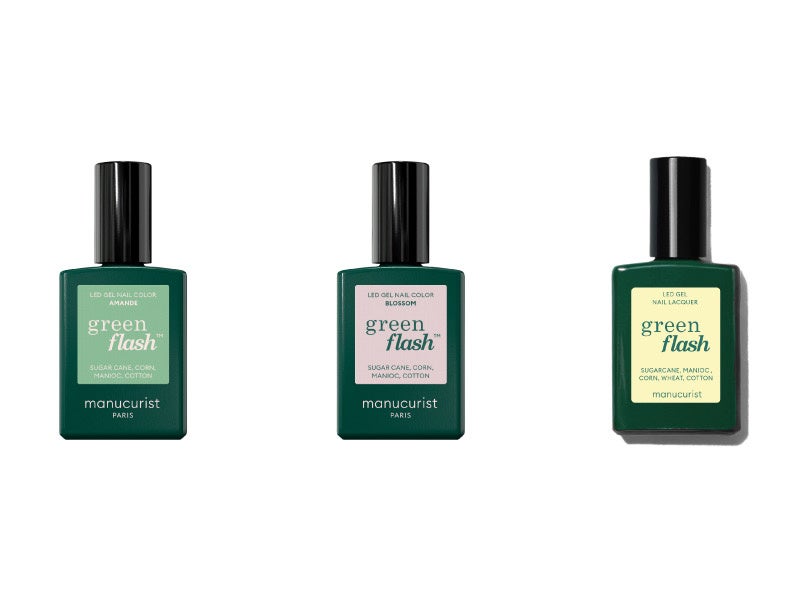 グリーンフラッシュ ネイルラッカー「Amande（アマンド）」「Blossom（ブロッサム）」「Mimosa（ミモザ）」 各15mL ¥4,290（税込）
