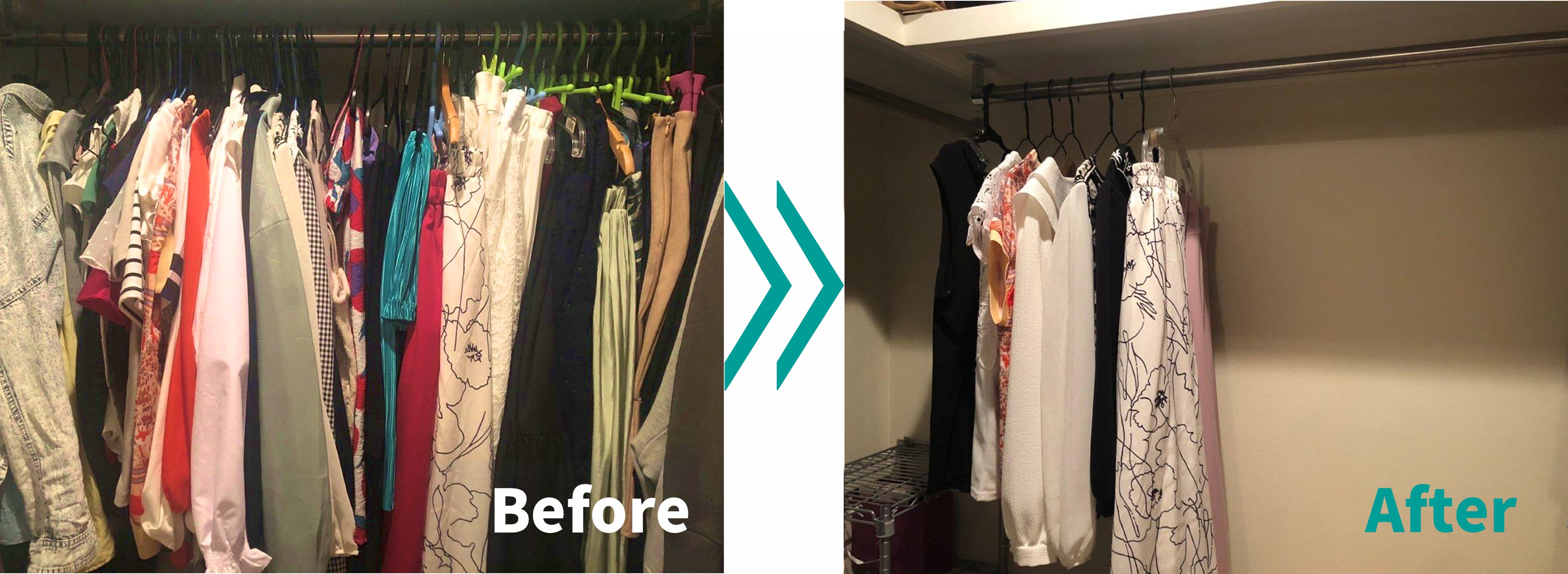 古着deワクチンを利用したクローゼットの前後
