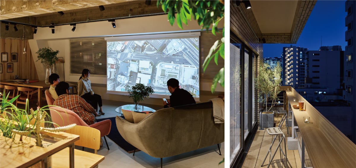 ▲イベントやセミナーに活用できるプロジェクターやバルコニーの活用